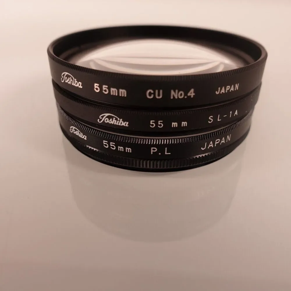Toshiba Professional Filter Kit 55mm 1A Skylight Polarizing Filters Closeup Lens